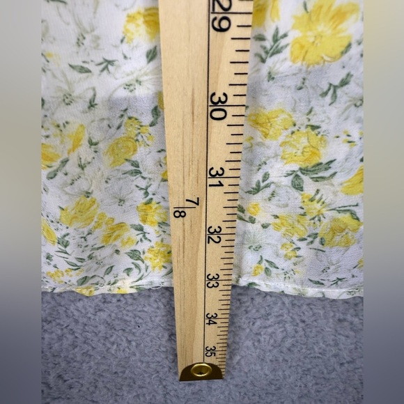 Dainty yellow floral elastic waist tiered maxi skirt size M preowned prairie - Picture 7 of 9